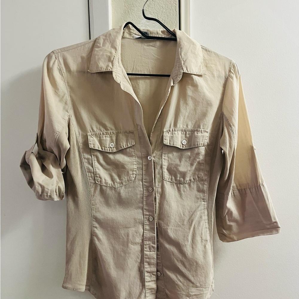 James Perse Cream Collared Shirt